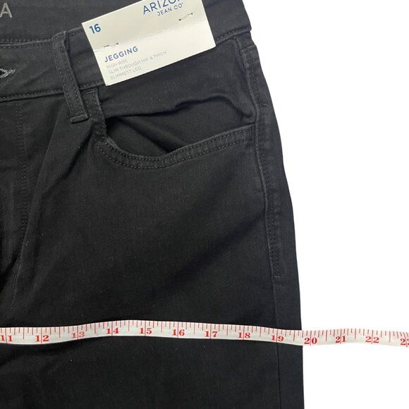 NWT Arizona Women's Size 16 Black High Rise Stretch Jeggings Denim Skinny Fit - Picture 9 of 16